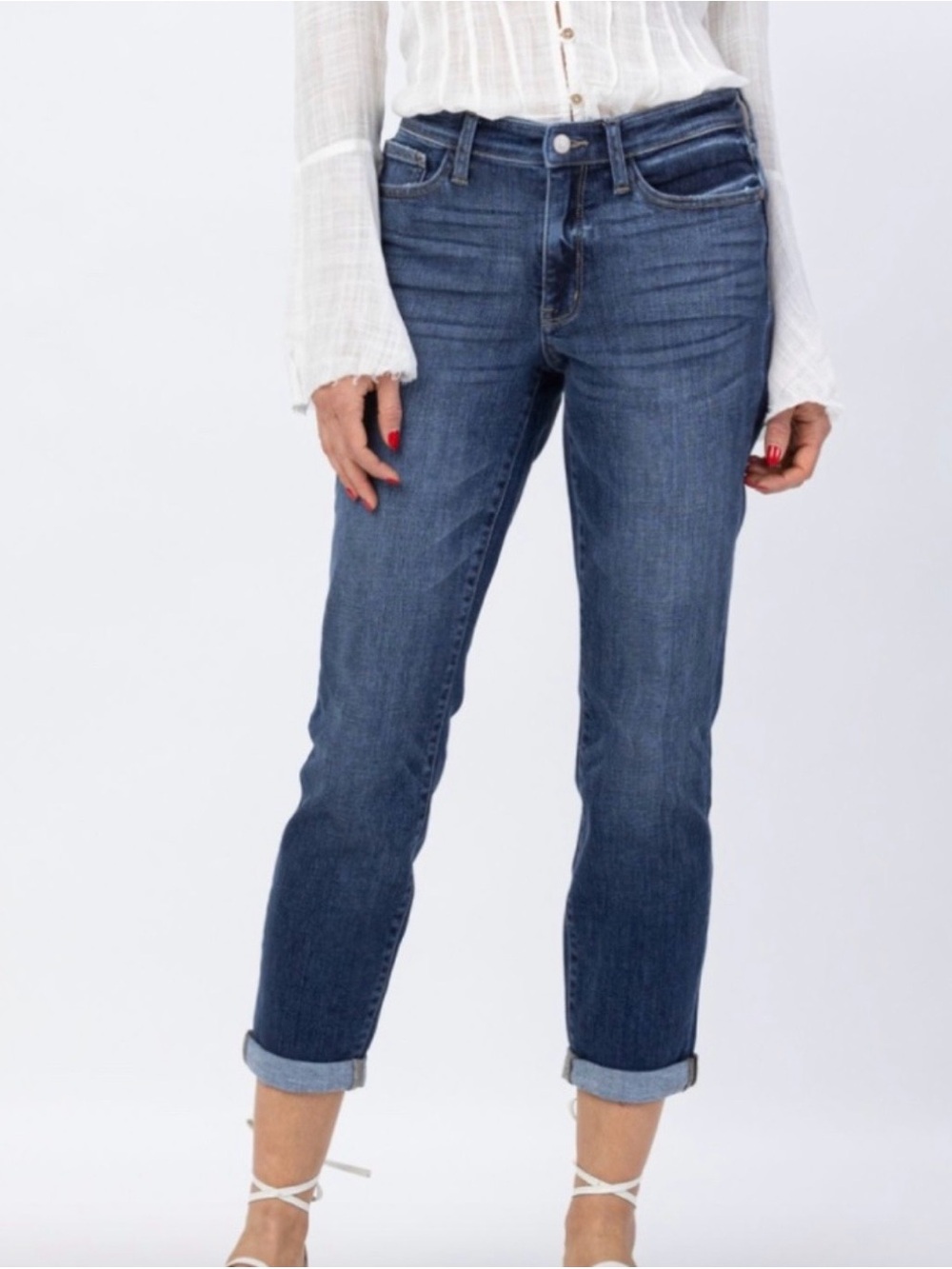 JUDY BLUE Jeans Womens 9/29 Dark Wash Boyfriend Fit Stretch Denim Whiskered